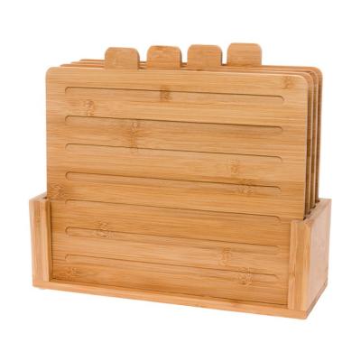 China Sustainable Multifunctional Bamboo Index Cutting Board Set With 4 Pcs Panels for sale