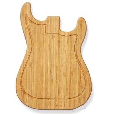 China Viable Intelligent Cutting Board Serving Guitar Shape Bamboo Cutting Board Juice Groove Set for sale