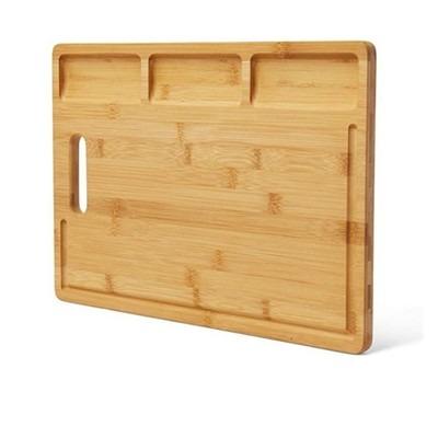 China Viable Large Kitchen Organic Bamboo Cutting Board with Juice Grooves 3 Compartment Container Trays for sale