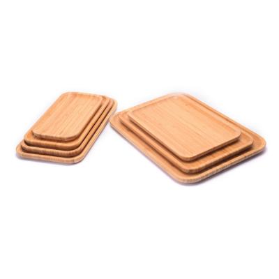 China Orangice Viable Elegant Rectangle Food Snack Cake Dessert Wooden Dish Serving Tray Bamboo Restaurant Kitchen Charger Dish for sale