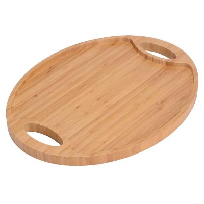 China Sustainable Tray Japanese Bamboo Plates With Double Oval Bamboo Handles For Restaurant Dinner Fruit for sale