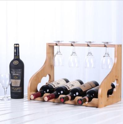 China Viable Wooden Bamboo Funky Wine Bottle Desk Organizer Racks Desktop Rack Display To Install for sale