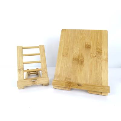 China Viable Recipe Book Reading Stand Holder Bamboo Stand For Reading Mobile Phone Wooden Bamboo Stand for sale