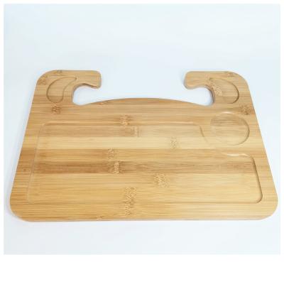 China Sustainable Car Steering Wheel Tray Food Tray Wooden For Car Cup Holder Bamboo Tray for sale