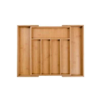 China Sustainable Natural Bamboo Wooden Expandable Organizer With Removable Drawer Dividers for sale