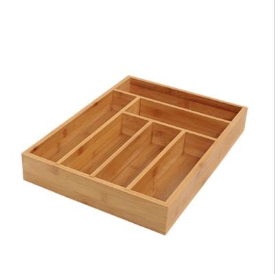 China Bamboo Desk 5 & 6 Divider Utensil Drawer Organizer for sale