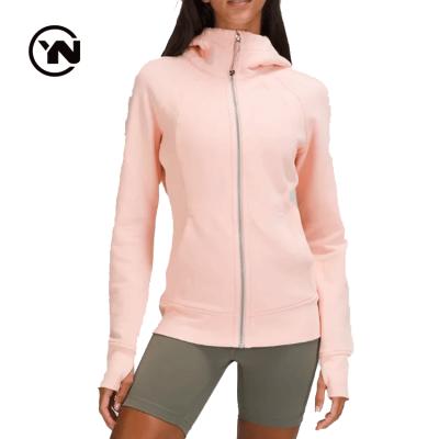 China Wholesale Breathable Pink Organic Terry Zip Up Hoodie Women French Cotton Sweatshirt Custom Embroidery Logo for sale