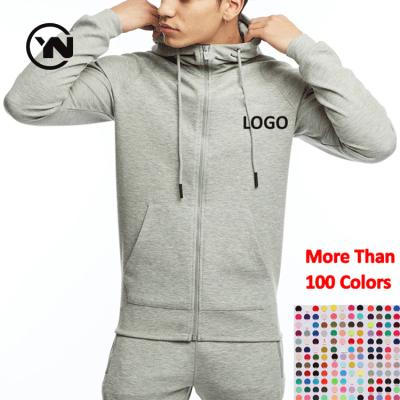 China Custom Men's Hooded Full Zip Up High Quality Winter Cotton Breathable Hoodie Slim Jackets Sportswear For Men Jogging Sweatsuit 2021 for sale