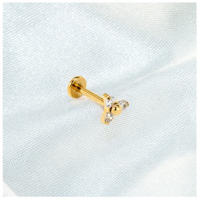 China CLASSIC Wholesale G23 Labret Perforations 5A Titanium Zircon Lip Rings 6/8/10mm Lobe Conch Cartilage Internally Threaded Helix Earrings for sale