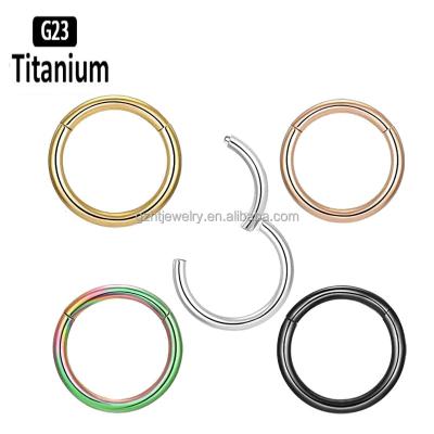 China Wholesale Cute Titanium 14K PVD ASTM F136 Septum Body Piercing Jewelry Nose Ring Clicker Helix Round Hoop Nasal Ear Stud Earring for sale