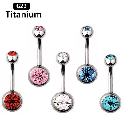 China G23 Crystal Gem Button Navel Rings Perforations Titanium Piercing Navel Ombligo Charming Jewelry FASHIONABLE 14G Curved Barbell Rings Belly for sale