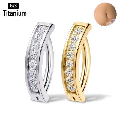 China ASTM F136 FASHIONABLE Ring Reverse Curved Navel 10/12mm Ring Bar Length 10/12mm Titanium Piercing Body Jewelry Earrings for sale