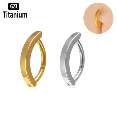 China ASTM F136 Ring Reverse Curved Navel 10/12mm Navel 14G Bar Length Barbell Body Jewelry Romantic Titanium Piercing Earrings for sale