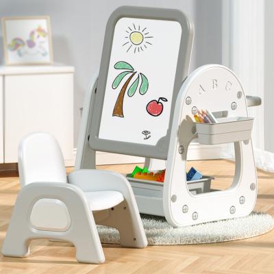 China Pas de deux of stool factory raw materials kindergarten drawing board eco-friendly study board drawing baby magnetic chair and table for sale