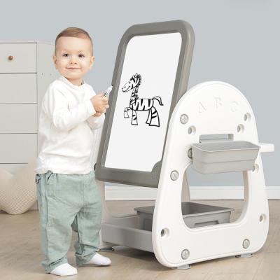 China No Two Stool Wholesale Kids Baby White Board Adjustable Multifunctional Drawing Toys Painting Board Table and Chair Set for sale