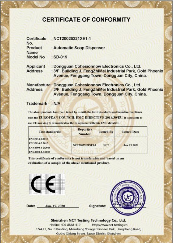 CE - Dongguan Cohesionnow Electronics Co., Ltd.