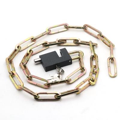 China Warehouse Good Quality Anti Theft Bicycle Chain Lock Square Key Length 62-101-132cm Small Paint Black Steel Thin Spray Chain for sale