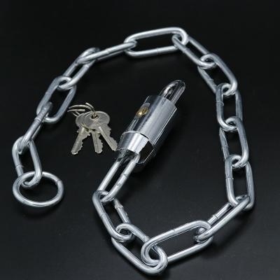 China Zinc Steel Thin Square Chain Lock Bicycle Chain Lock Outdoor Warehouse Security Anti Theft Around Key Chain Lock Length 75-98-120-146cm for sale