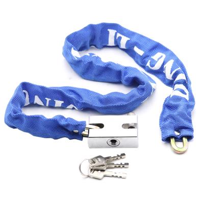 China Blue High Anti Theft Warehouse Level Bicycle Chain Lock Steel Chain Lock Wrapped Lock 3 Paddle Keys Length 88cm-128cm for sale