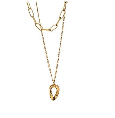 China FASHIONABLE Double-Layer Sweater Chain Gold Women's Titanium Steel Light Luxury Long Design Stainless Steel Pendant Necklace for sale