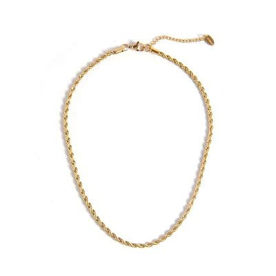 China FASHIONABLE real 18K gold simple twist titanium steel necklace of European and American fashion simple chain women's clavicle trend for sale