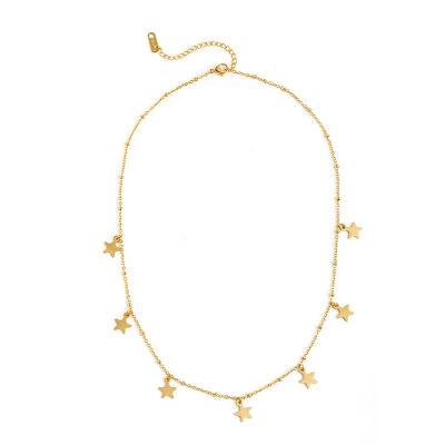 China TRENDY stainless steel gold thin chain pendant necklace 14K European and American small star fashion golden art for sale