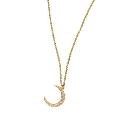 China FASHIONABLE popular accessories European and American simple moon steel necklace diamond necklace titanium 14K pendant necklace for sale