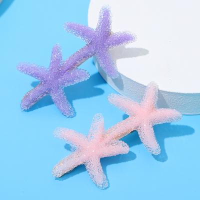 China Fashion Bow Glitter Hair Clip For Women Candy Color Starfish Hairpin For Kids Hair Accessories for sale