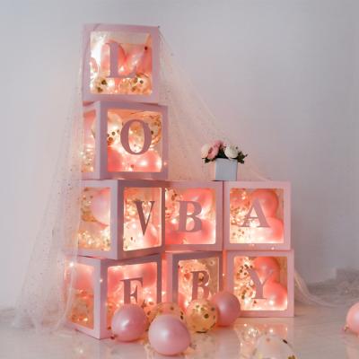 China PVC Baby Shower Boy Girl Birthday Party Supplies Lace Up White Transparent Balloon Box For Party Decoration for sale