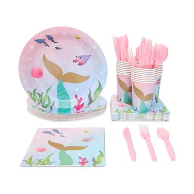 China 2020 paper very popular best seller with girs mermaid theme birthday party supplies for sale