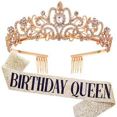 China Hot Sale Birthday Queen Crown Party Decoration Birthday Party Decoration Queen Crown Tag Sash Sash for sale