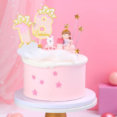 China Digital Cute Pink Bow 0-9 Numbers Cake Topper Cake Decorating Birthday Cake Decorating Large Numbers Cake Topper for sale