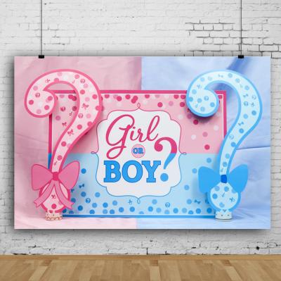 China Fabric Party Decoration Prop Boy Or Girl Pictorial Gender Reveal Background for sale