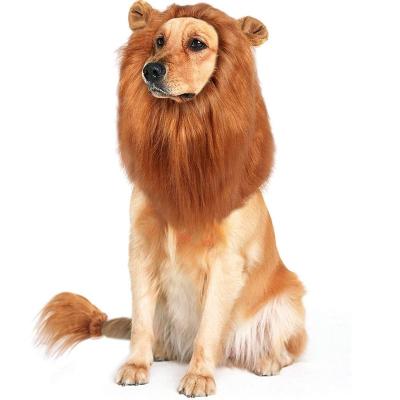 China Factory Supply Cheap Halloween Pet Lion Dress Up Hood Dog Cat Costume Lion Mane Wig With Ears for sale