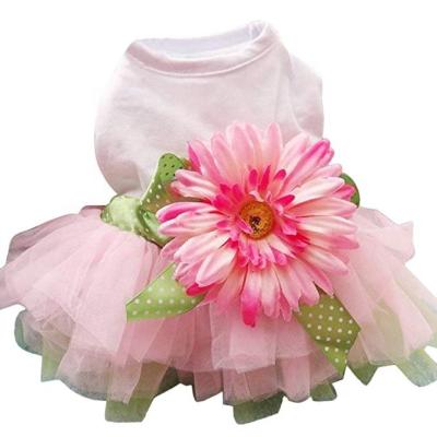 China Wholesale Viable Princess Dresses Daisy Flower Gauze Dog Summer Bowknot Skirt for sale