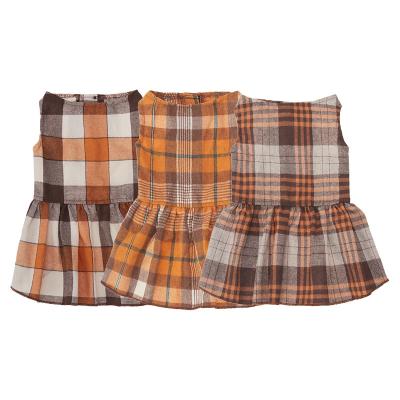 China Amazon Cotton Autumn Plaid Pet Dog Clothes Viable Best Selling Designer Dog Dress Pet For Dog for sale