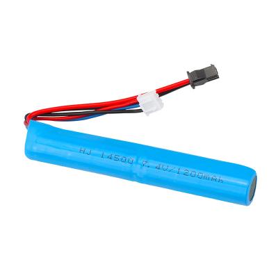 China HXJ R/C 7.4V 1200mAh 14500 lithium battery electric gun cylindrical with water gun lithium battery length 101* diameter 14 for sale