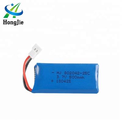 China Small Toys HJ China Rechargeable Battery Manufacturer 802042 3.7V 500mAh Lithium Polymer LiPo Battery for sale