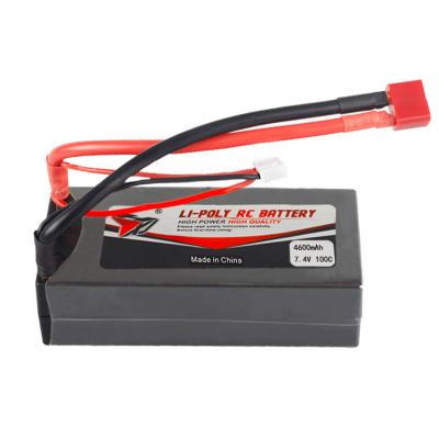 China Toys large capacity lithium battery high speed car lithium polymer rechargeable battery 4600mah 100C 7.4V for sale