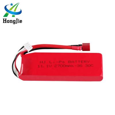 China Toys HJ Lithium Polymer 11.1V 2700mAh 30C RC Drone Lipo Battery Rechargeable Small Slim Size for sale