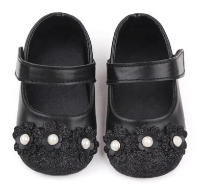 China Deodorization Babies PU Flower Dress Baby Walking Shoes Soft Walking Shoes for sale