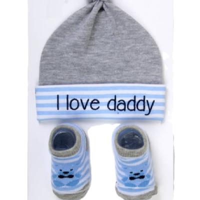 China New-fashion high quality baby hat with socks fashion cotton baby set knotted hats and socks for sale