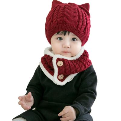 China COMMON 2pcs Baby Knit Beanie Hat Winter Warm Flip Flop Scarf And Hat Set For Girls for sale