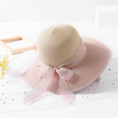 China Wholesale Summer Beach Straw Hat Ribbon New Lady Holiday Eco-friendly Sun Visor Hat For Women for sale