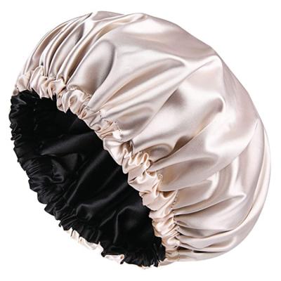 China Reversible Character Double Layer Sleep Hat Satin Hair Hood for sale