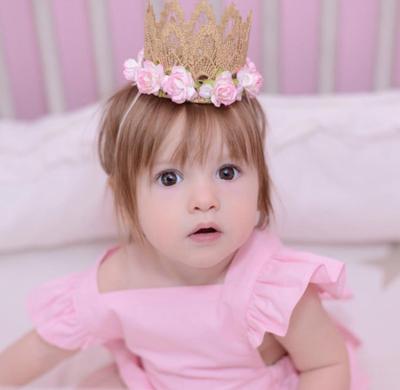 China Eco-Friendly Mini Baby Headband Flower Crown Photography Prop Newborn Baby Hair Accessory for sale