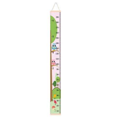 China Removable Waterproof Canvas Baby Wall Wooden Growth Chart For Kids for sale