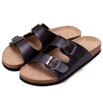 China Top Quality Wholesale Men Buckle Straps Cork Sole Sandals With Cow Leather Foot Bed for sale