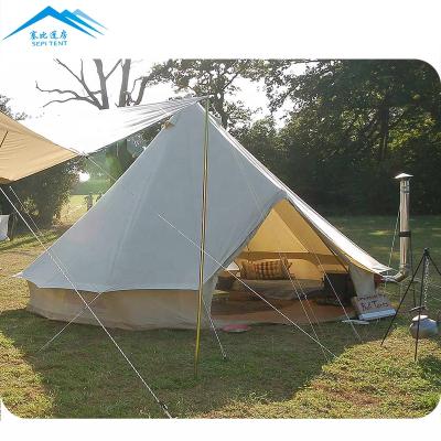 China Lightweight Camping Yurt 5m 6m 7m Camping Bell Tent Glamping Bell Canopy Tent With Stove for sale