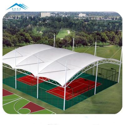 China Waterproof Membrane Structure Tent Wind Resistant Fabric Tensile Sport Court Tent For Tennis Basketball Football Cover R for sale